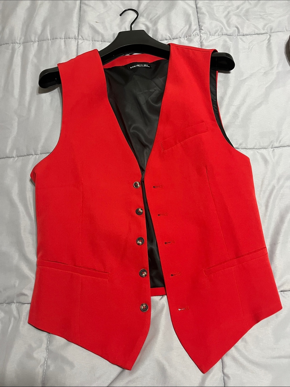 Shien Red Button-Front Vest